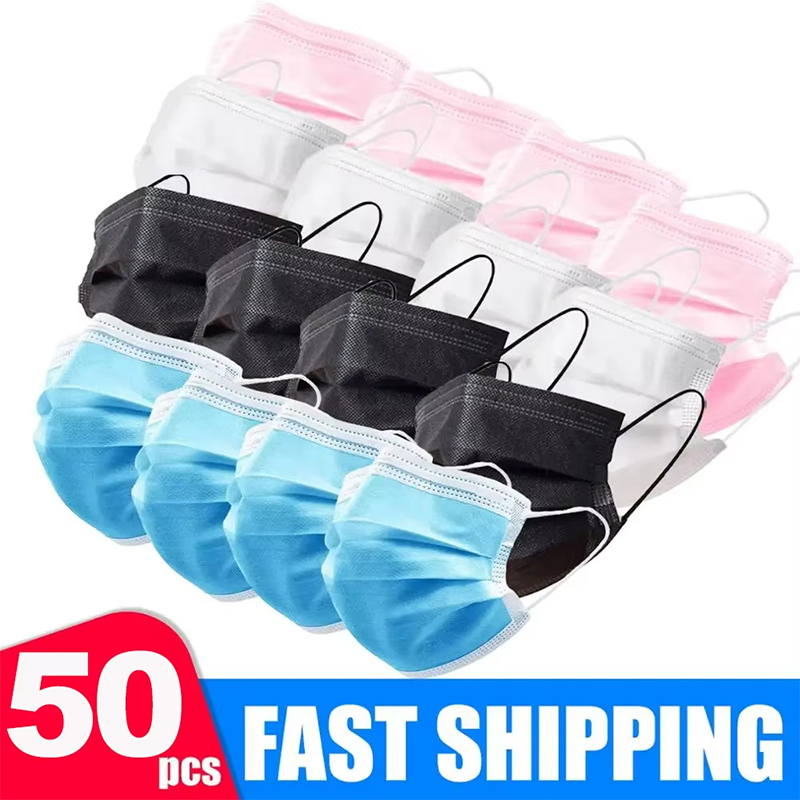 Disposable Mask Blue - 50 szt. Unisexowych 3-warstwowych Masek na