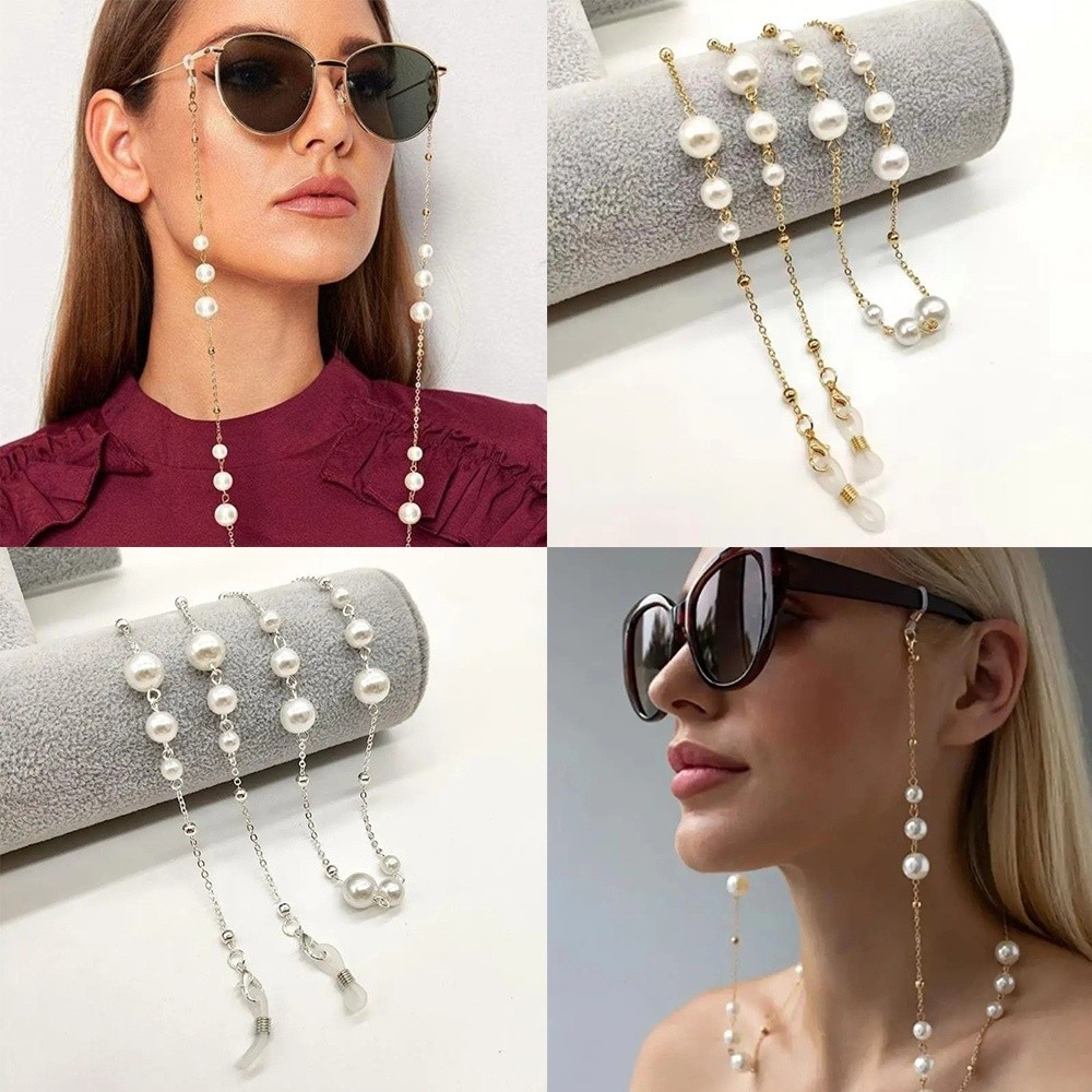 Mask Lanyard Adjustable - Modny łańcuszek do okularów z perłami,