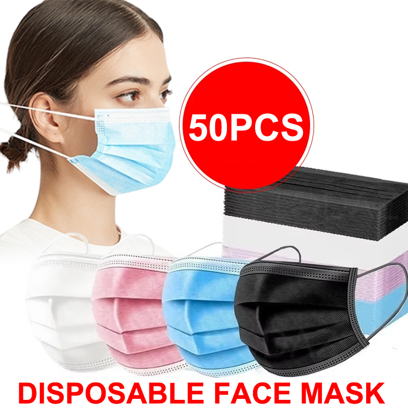 Disposable Mask Blue - 50 szt. 3-warstwowych maseczek ochronnych z