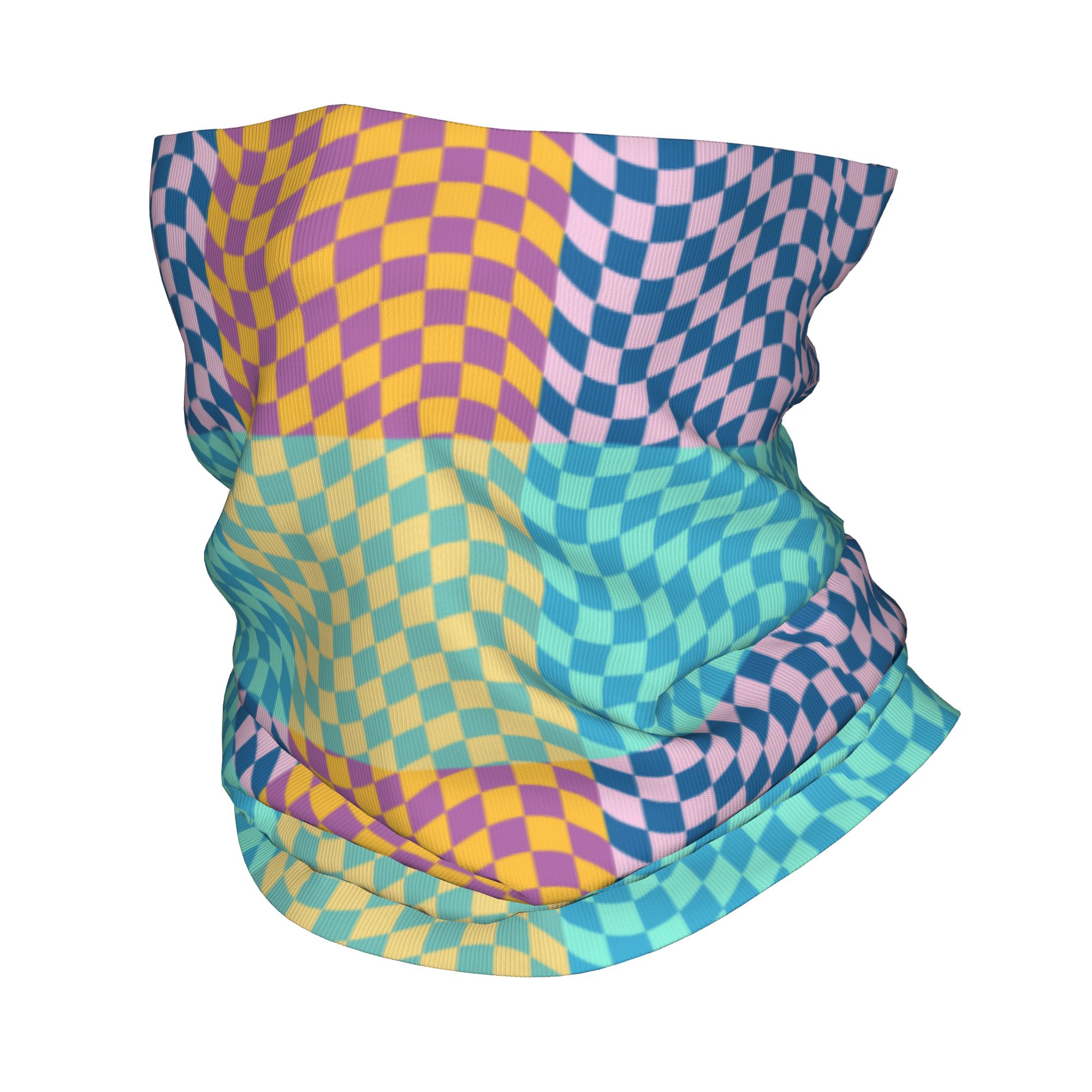 Neck Gaiter Face Cover - Kolorowa bandana w kratę, osłona na