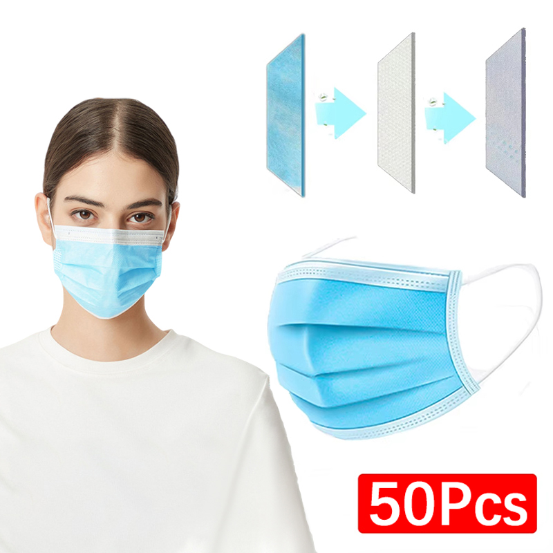 50 szt. Maseczek 3-warstwowych – Disposable Mask Blue recenzja i cena